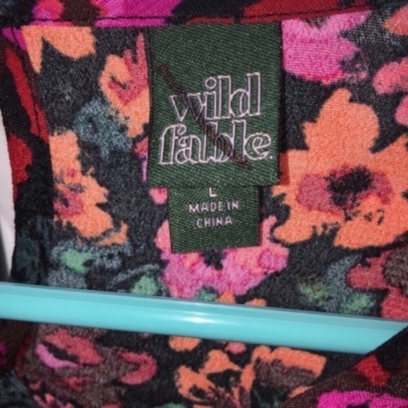 Wild Fable Neon Floral Long Sleeve Blouse - Picture 6 of 6